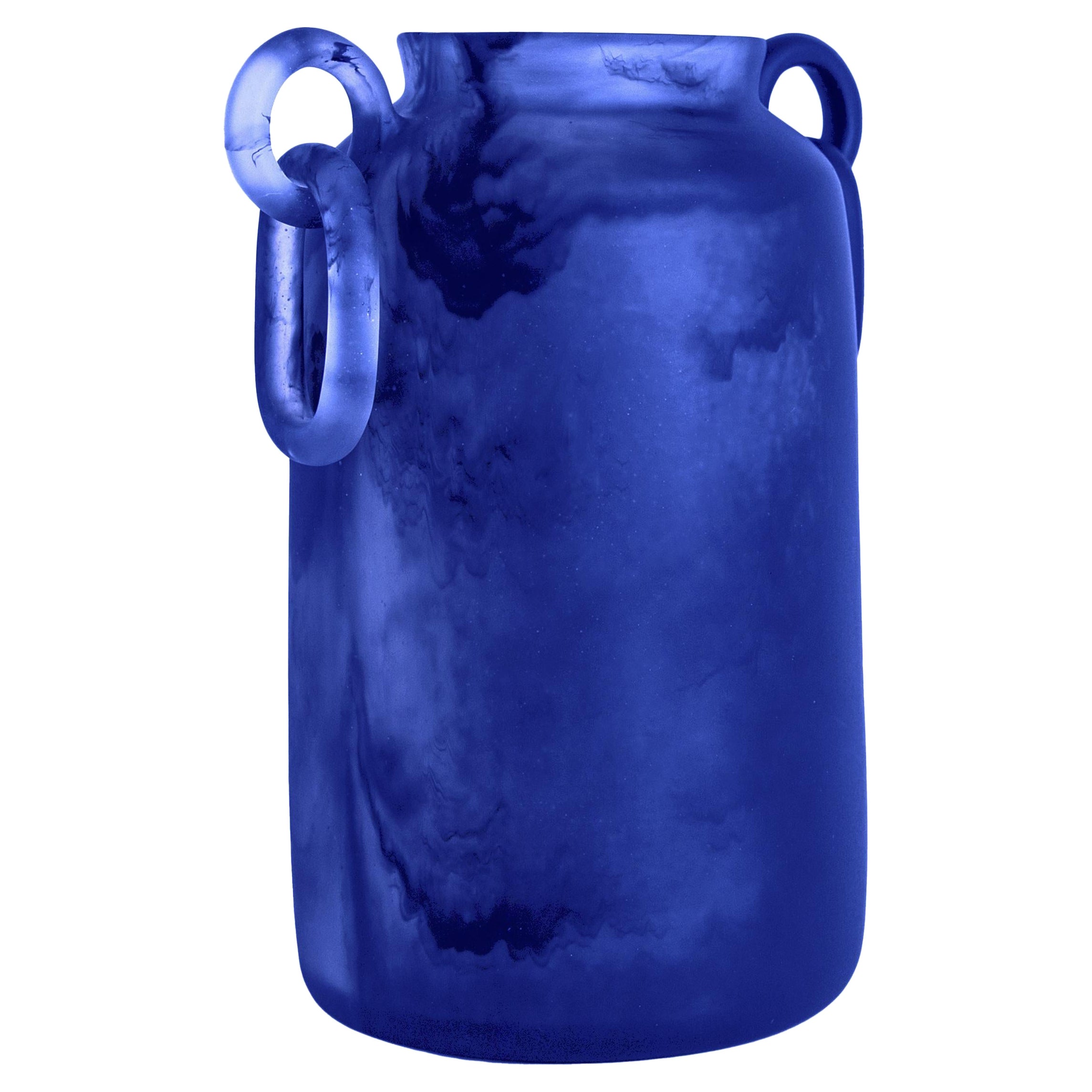 Modern 21st Century "Smoke blue high Mitla" Resin Vase From Mexico For Sale