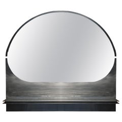 Modern, 21st Century, Stainless Steel, Bend, Wall Mirror, with Shelf