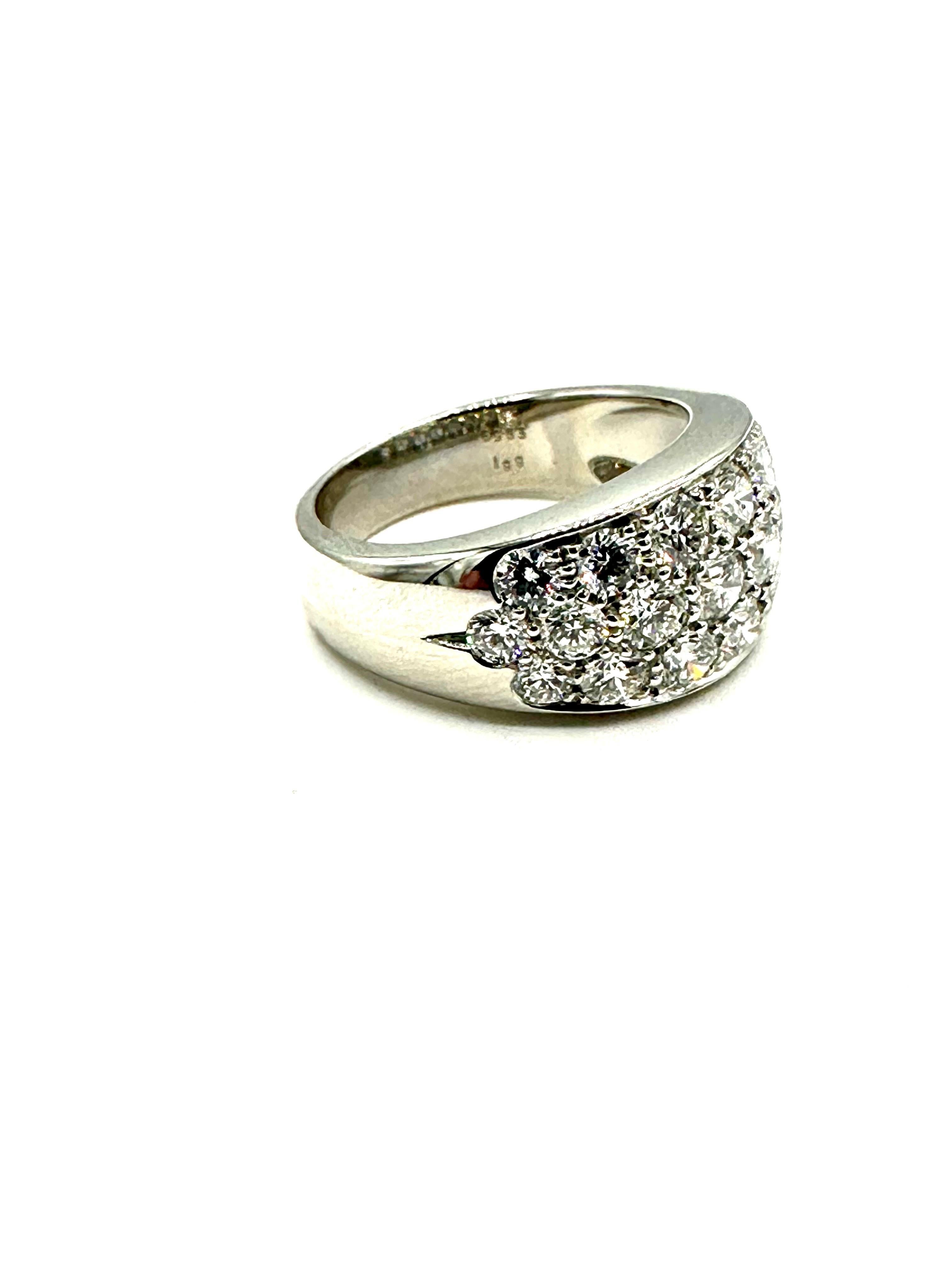 Round Cut Modern 2.20 Carat Round Brilliant Diamond and Platinum Wide Band Ring