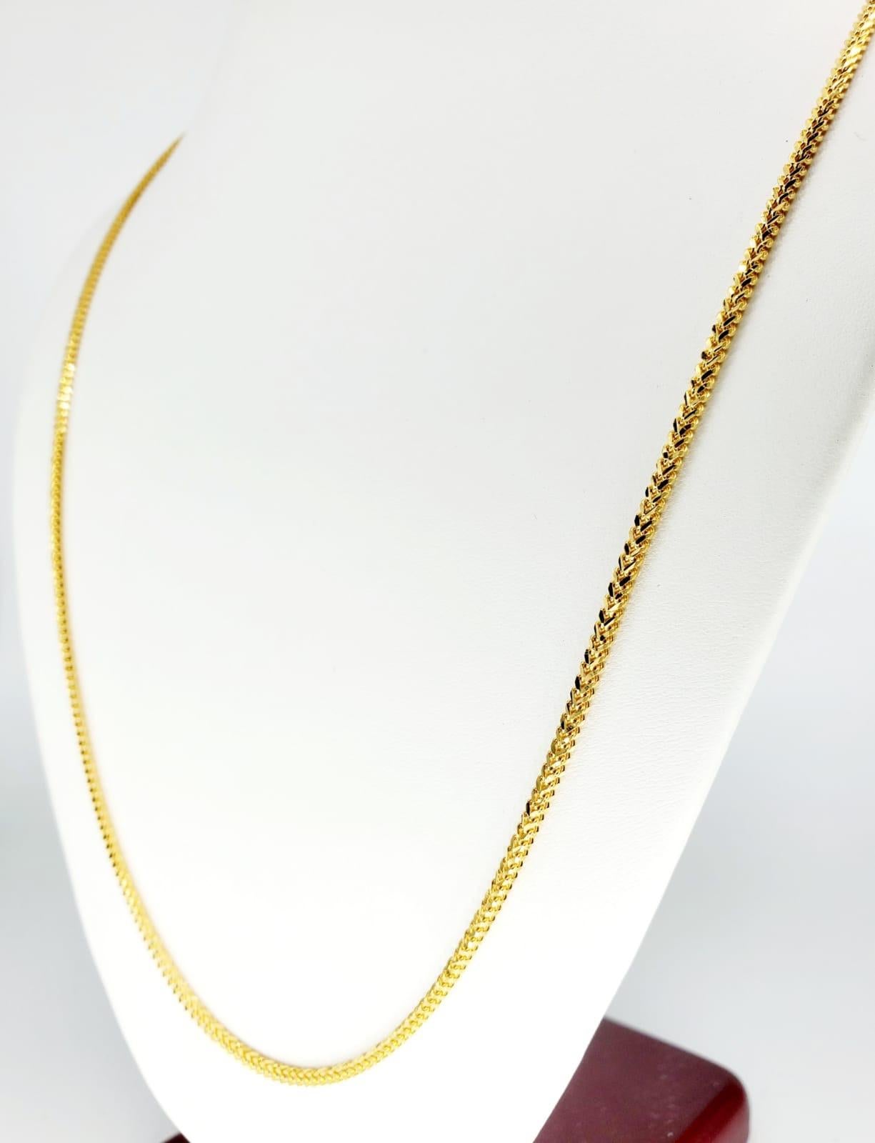 vintage solid 22k yellow gold wheat chain necklace 18.5 inches