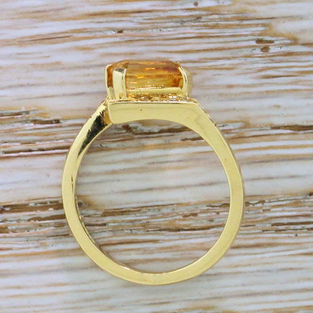 Modern 2.36 Carat Emerald Cut Orange Sapphire Solitaire Ring For Sale 1