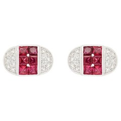 Gemelli moderni con rubino e diamante da 2,40 carati
