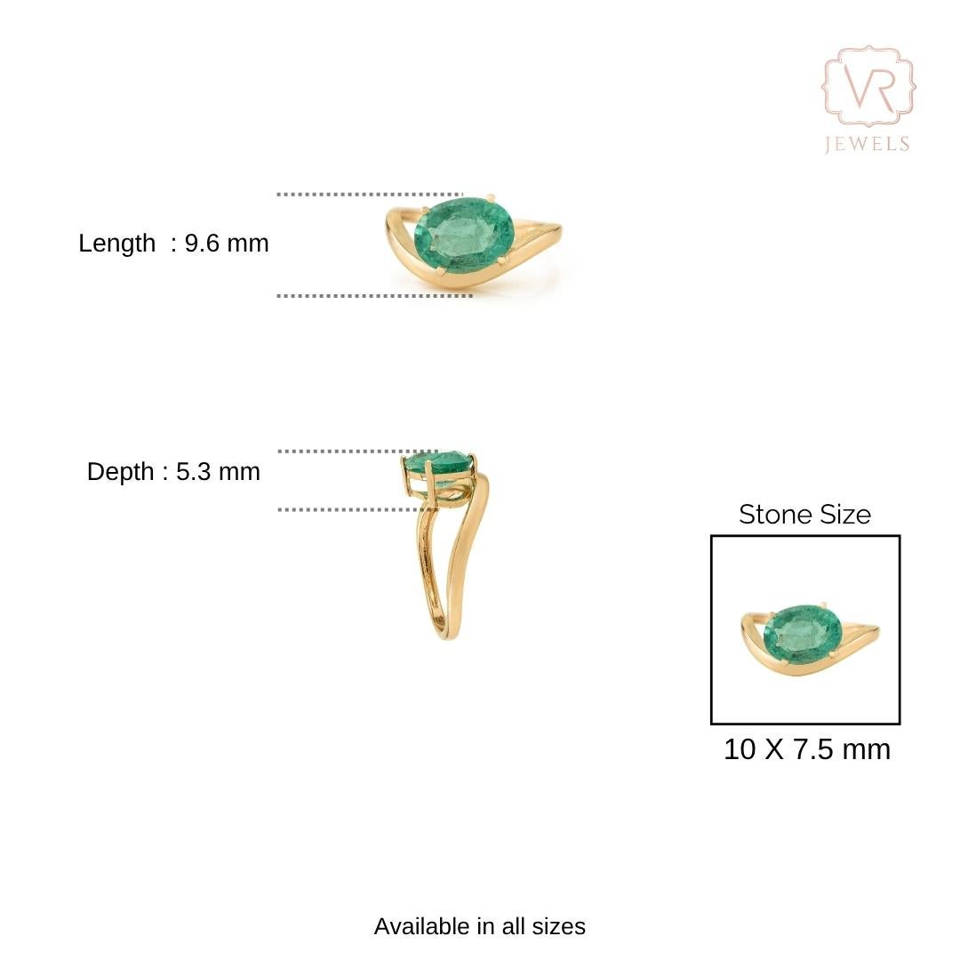 En venta: Moderno Anillo Solitario Ovalado de Esmeralda de 2,43 qt en Oro Amarillo de 14 quilates Regalo para Ella  10