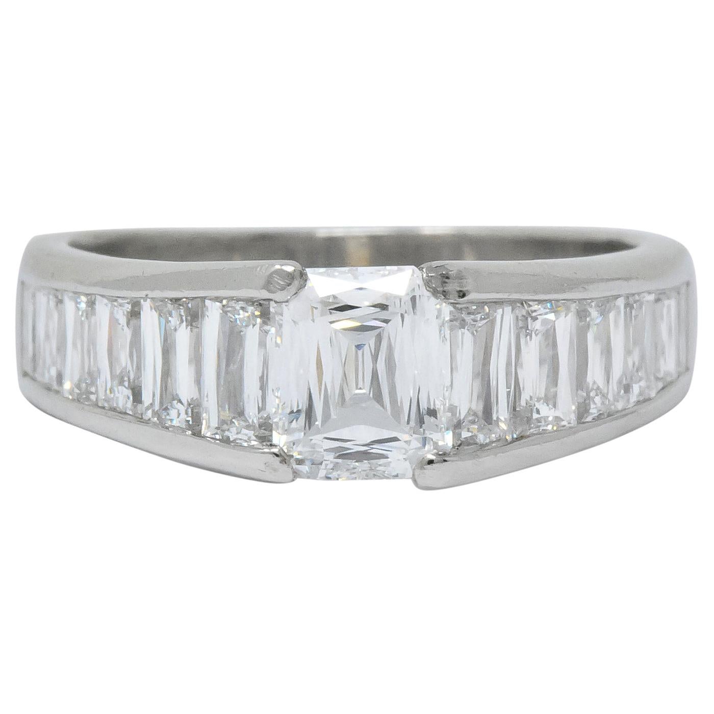 Modern 2.52 Carat Crisscut Diamond Platinum Engagement Ring GIA