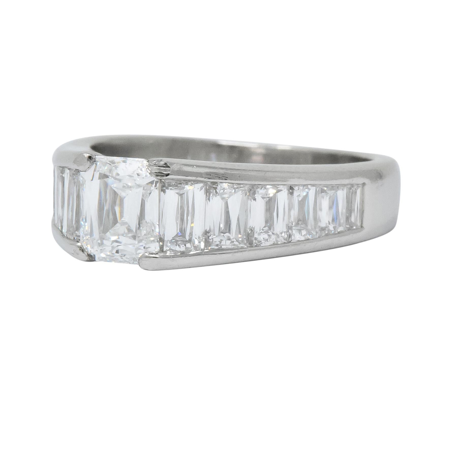 Modern 2.52 Carat Crisscut Diamond Platinum Engagement Ring GIA 1