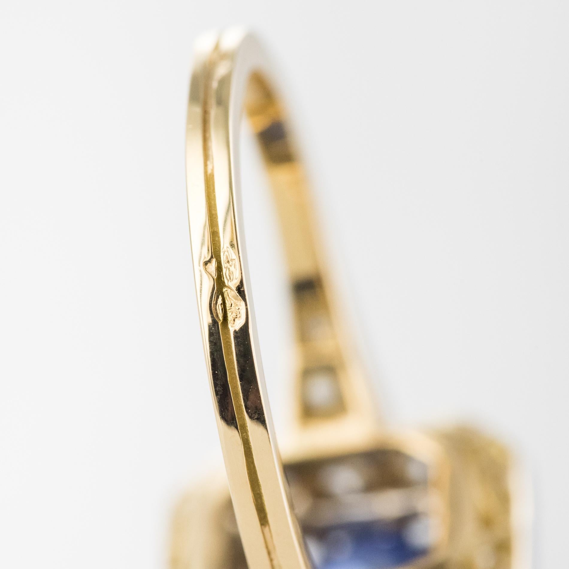Modern 2.56 Blue Sapphire Diamonds 18 Karat Yellow Gold Octogonal Ring 12