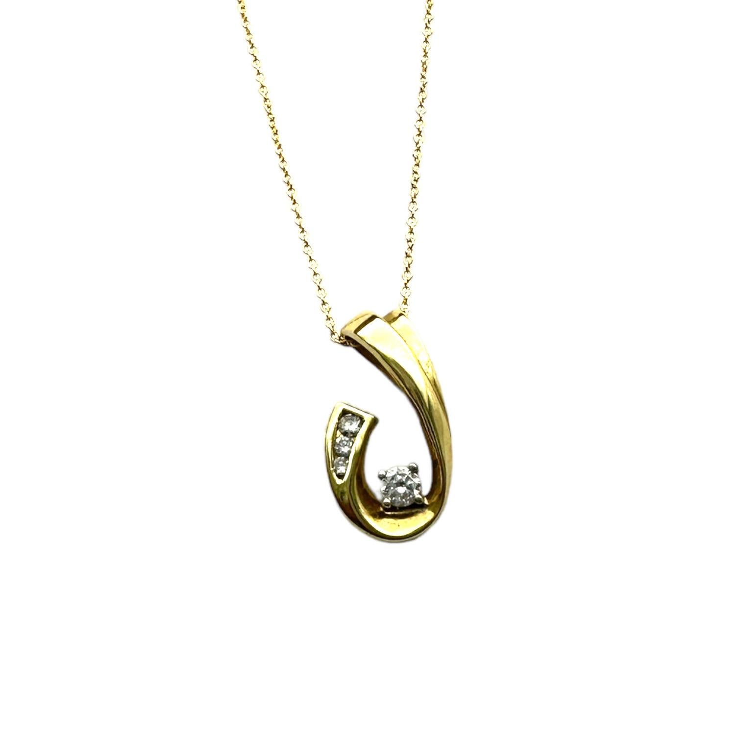 Modern .25ct Diamond Gelbgold Anhänger Slide Pendant 14 Karat (Rundschliff)
