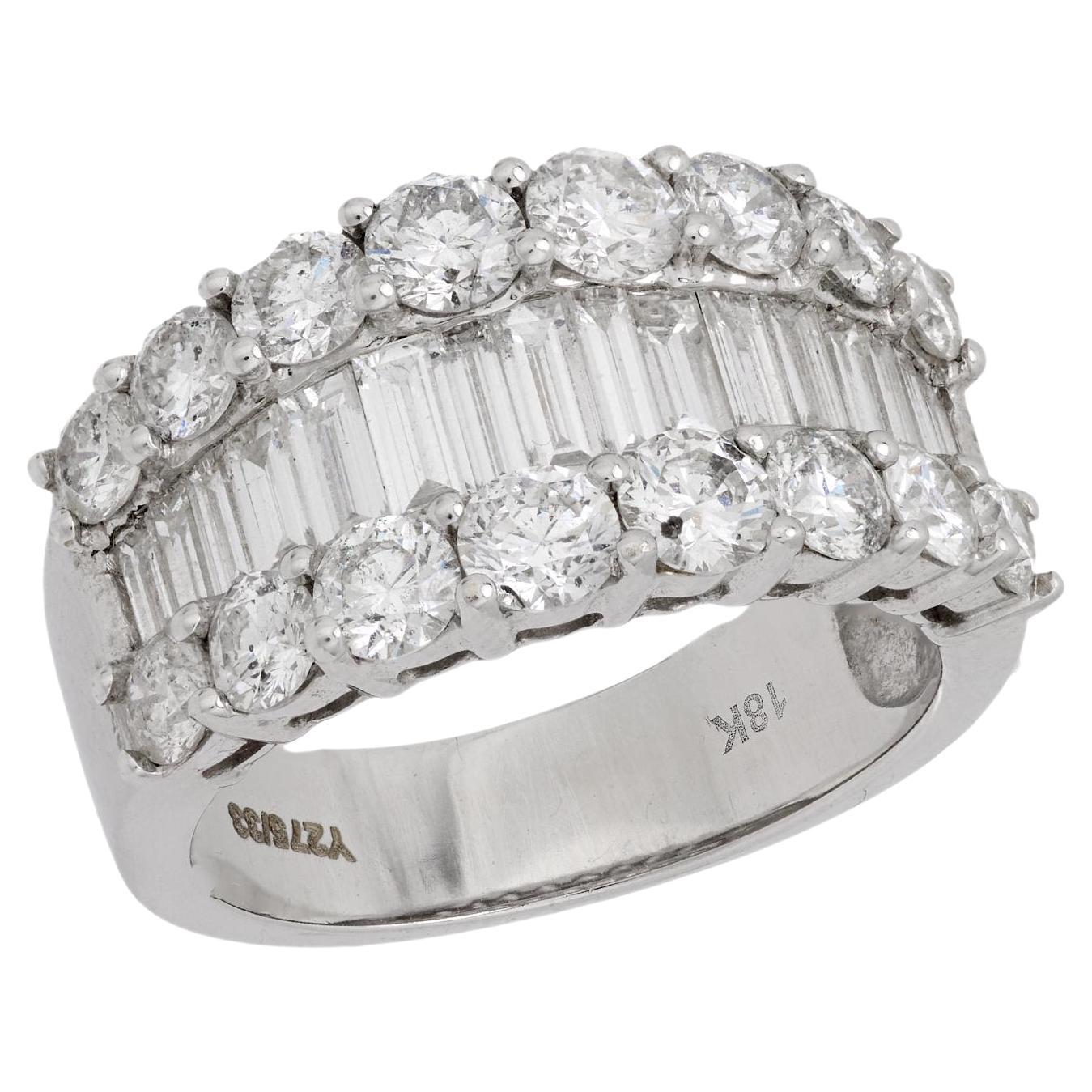 Modern 2.75 carat diamond 18k white gold band
