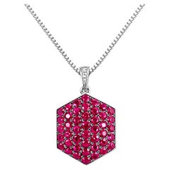 ARAYIAN Modern 2.87 Carat Ruby Diamond Pendant in 18K White Gold