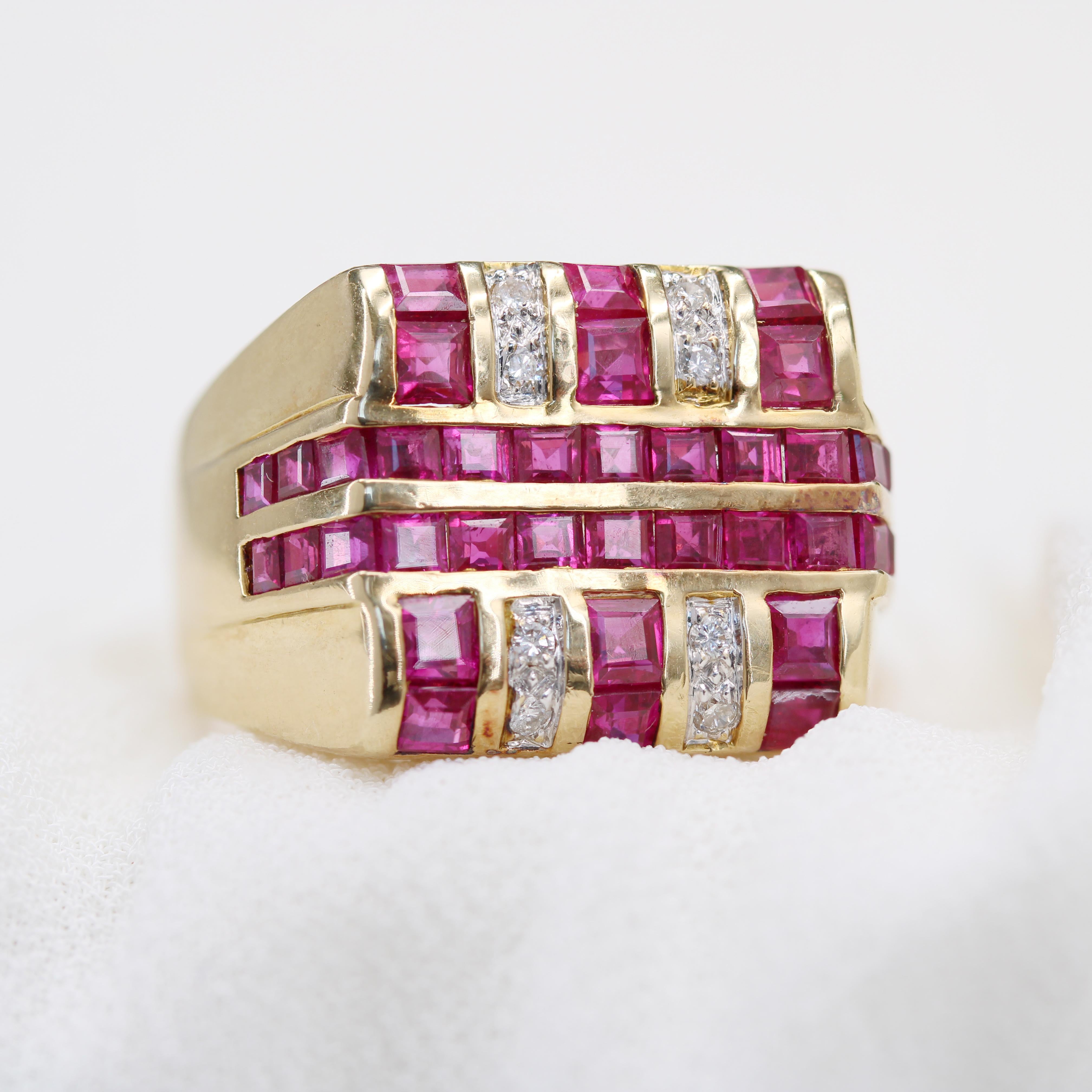 Moderner 2,95 Karat Rubin-Diamant-Siegelring im Angebot 2