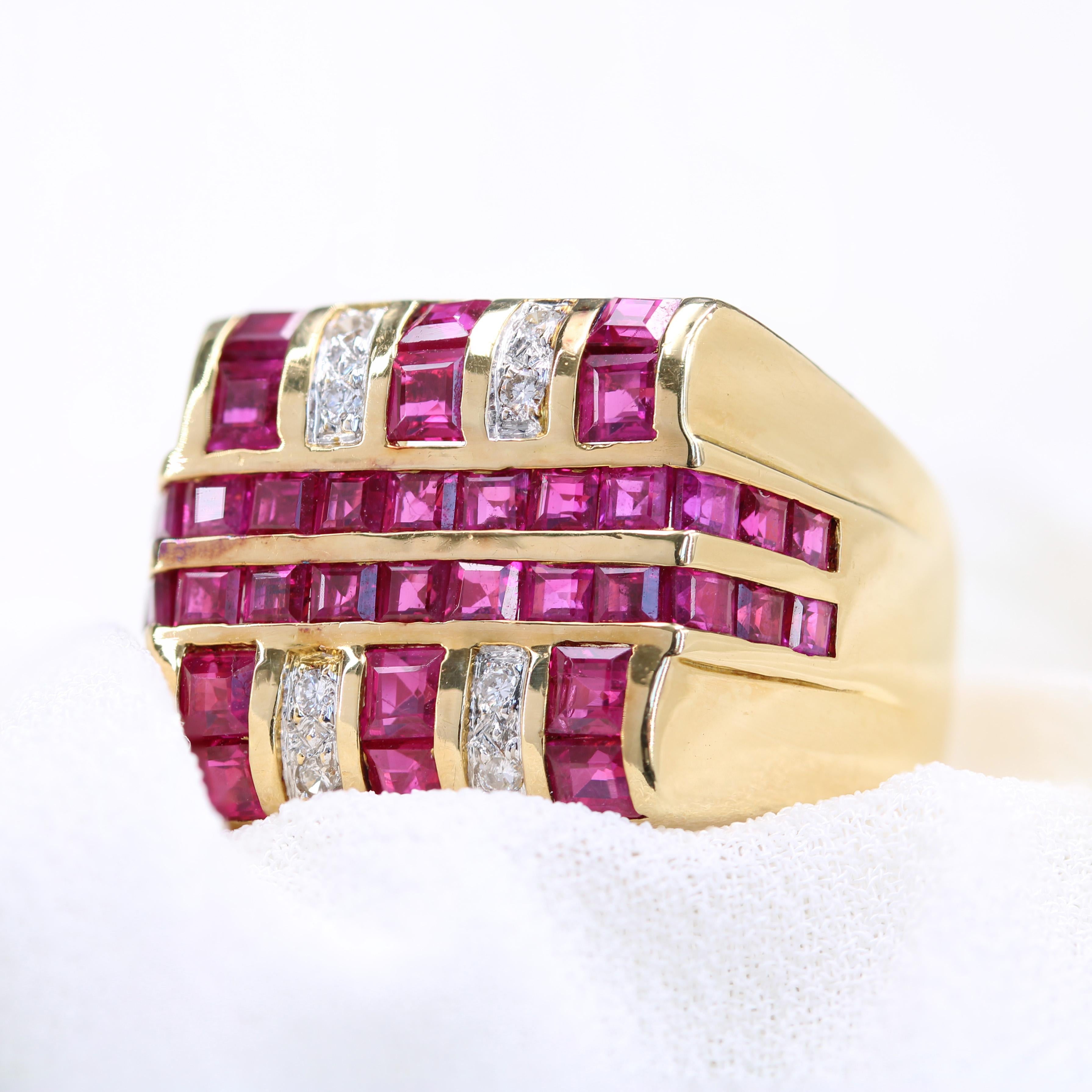 Modern 2.95 Carat Ruby Diamond Signet Ring For Sale 9