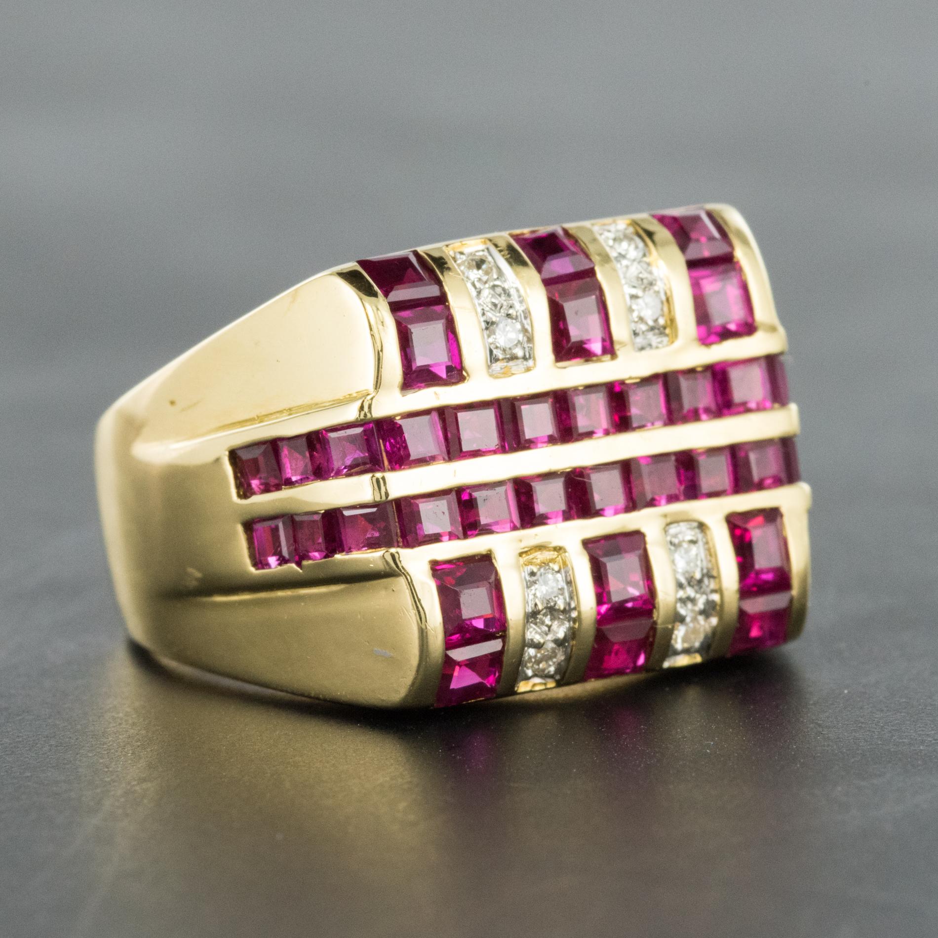 Moderner 2,95 Karat Rubin-Diamant-Siegelring im Angebot 3