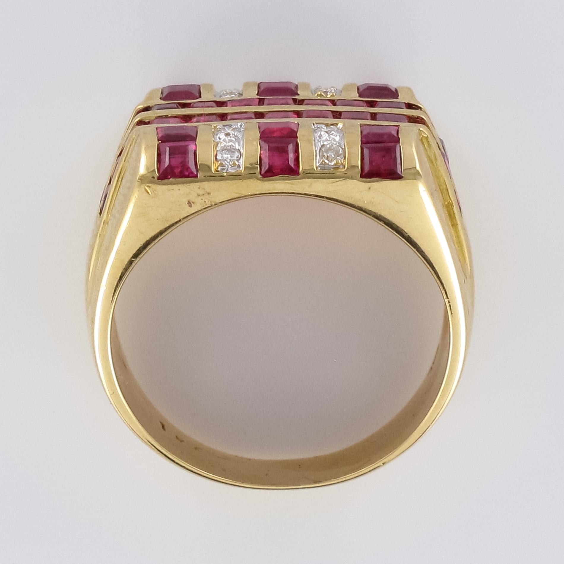 Moderner 2,95 Karat Rubin-Diamant-Siegelring im Angebot 5