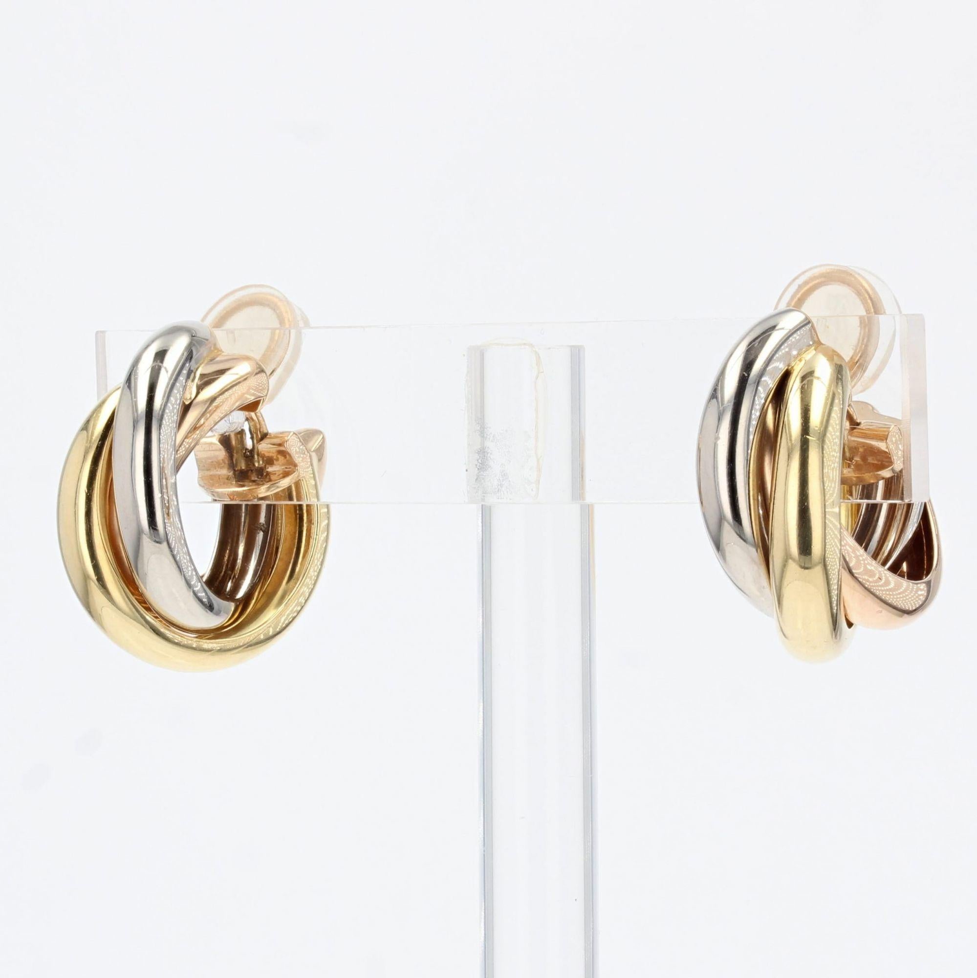 Moderne Cartier Clips d'oreilles Trinity modernes 3 couleurs en or 18 carats en vente
