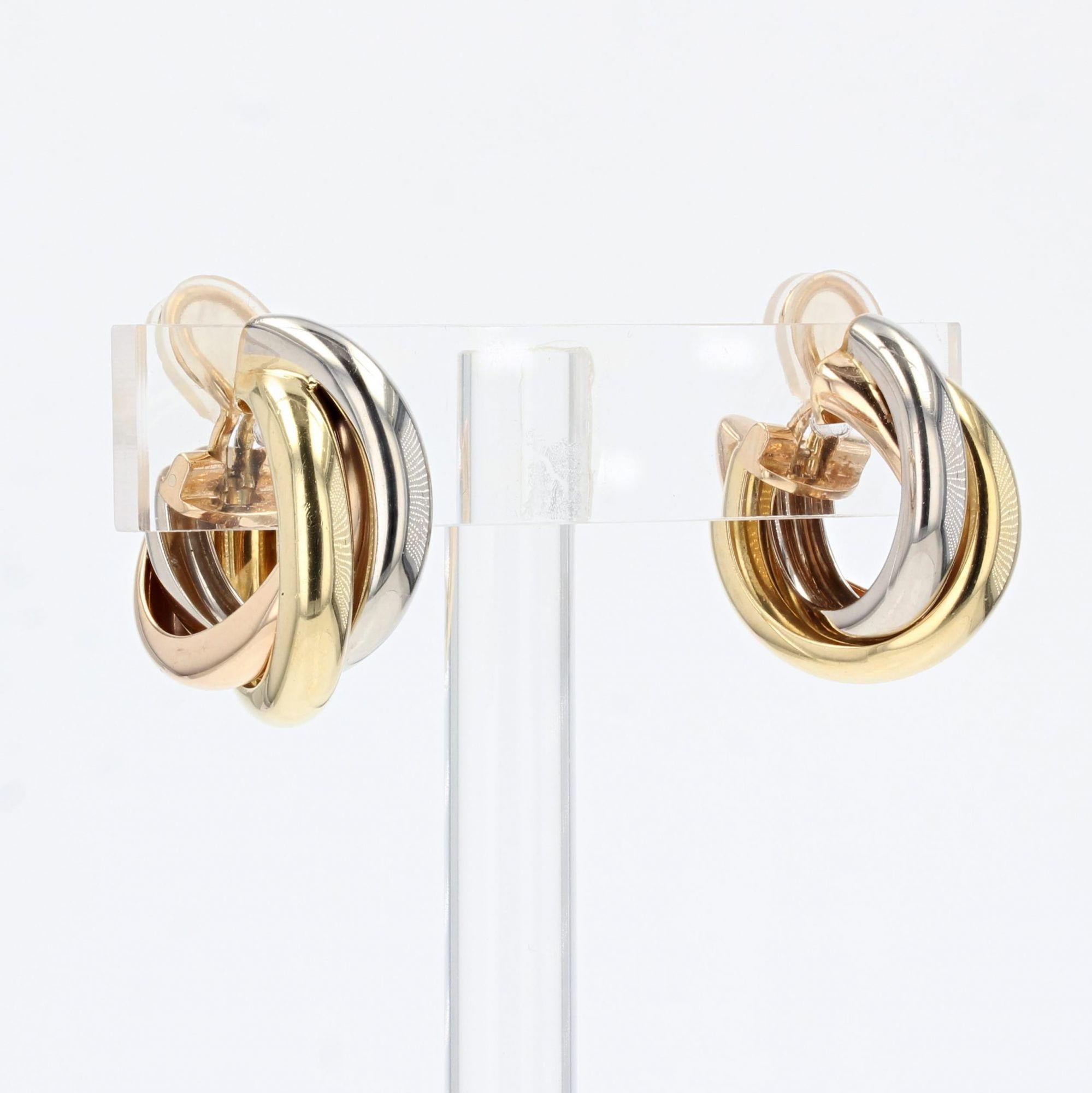 Cartier Clips d'oreilles Trinity modernes 3 couleurs en or 18 carats en vente 3