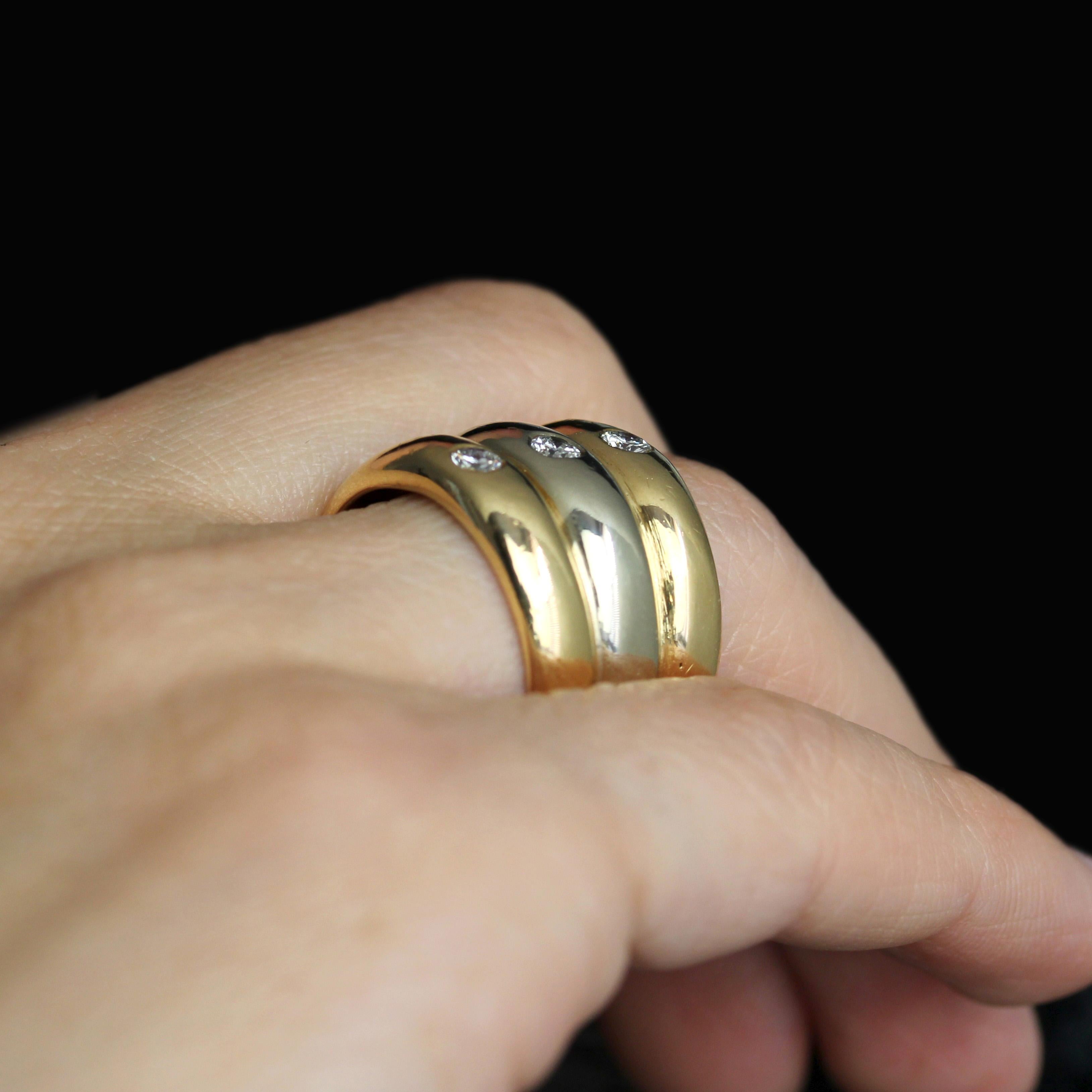 Anillo Brazalete Moderno 3 Diamantes Oro Blanco Amarillo 18 Kilates en venta 5