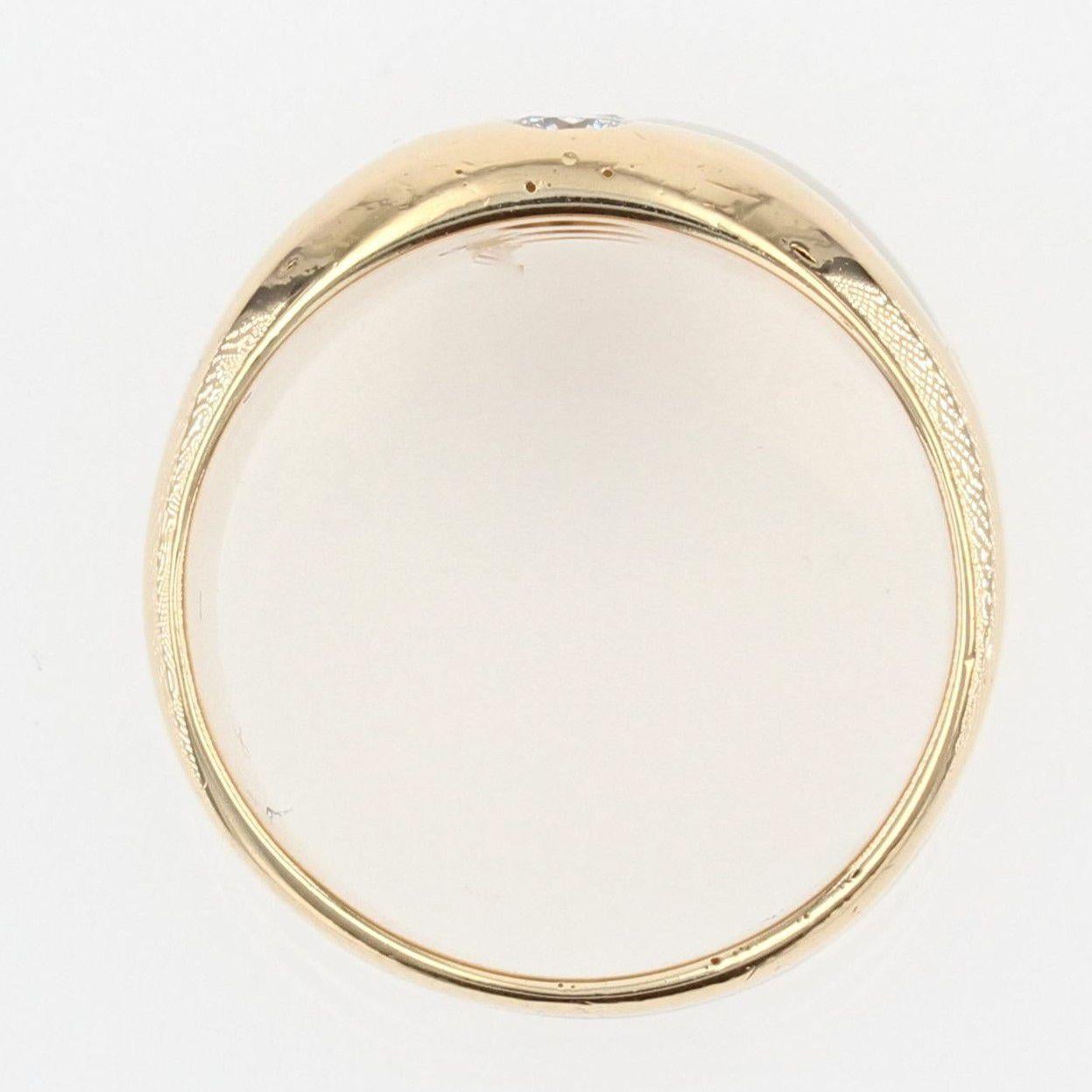 Modern 3 Diamonds 18 Karat Yellow White Gold Bangle Ring For Sale 6