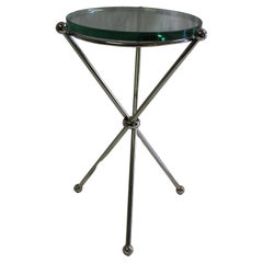 Modern 3 Leg Hi-Polished Nickel Glass Top