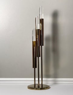 Modern 3-Light Brass and Lucite Lamp by Laurel Lamp Company