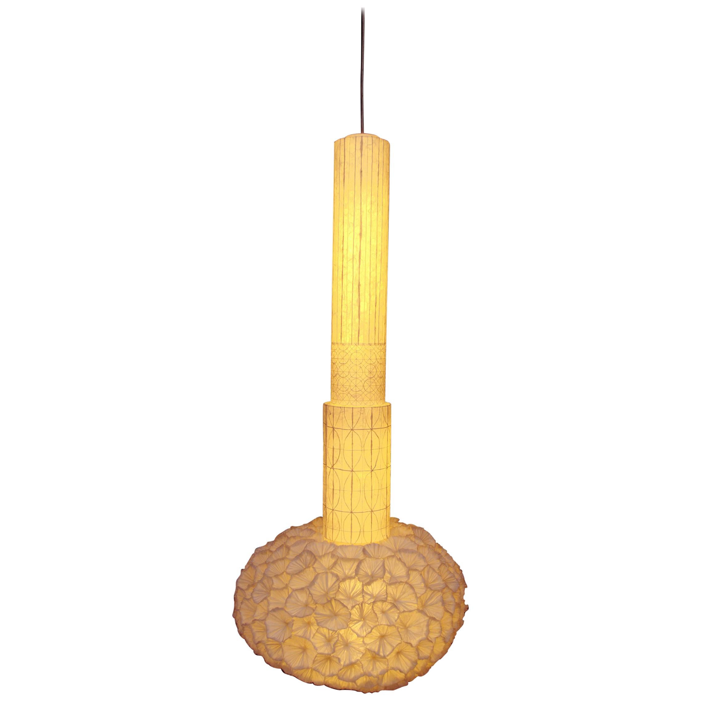 Lampada a sospensione moderna a led in carta Washi giapponese fatta a mano in 3 pezzi unici