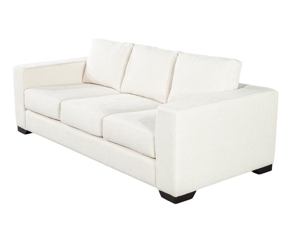 Modernes 3-Sitzer-Sofa aus cremefarbenem, strukturiertem Stoff im Angebot 9