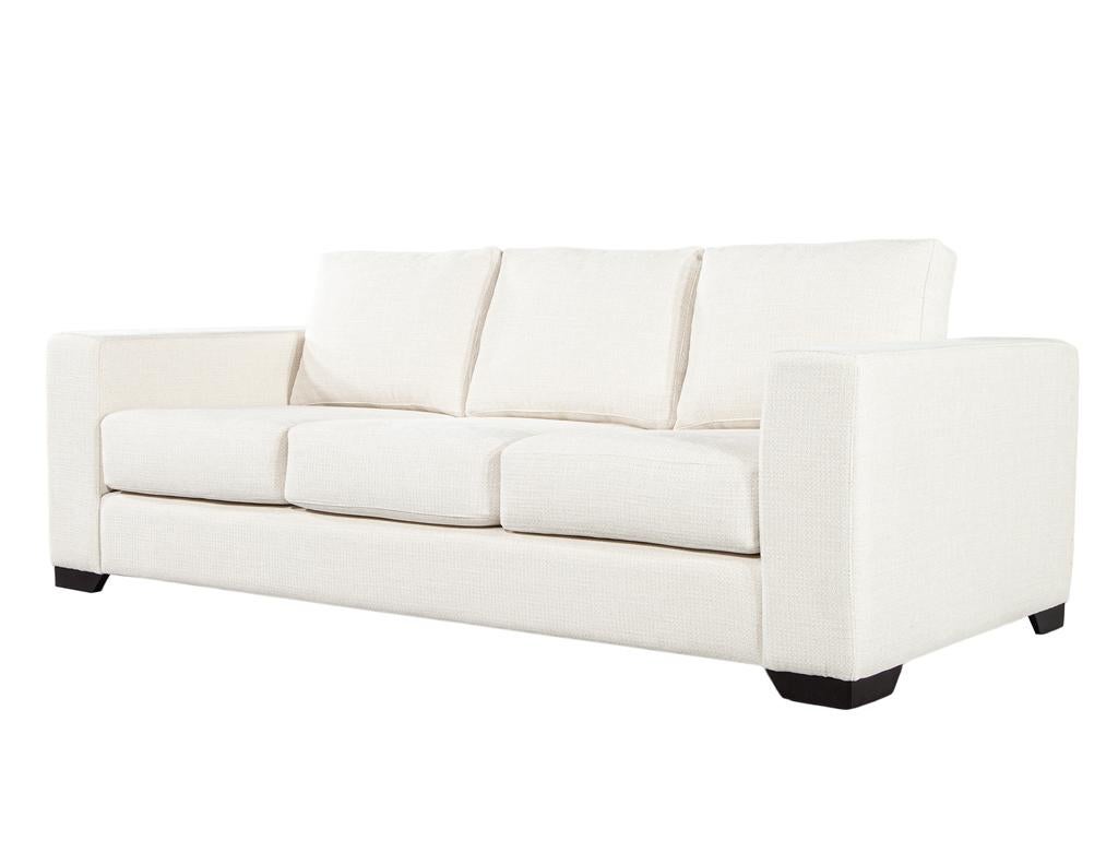 Modernes 3-Sitzer-Sofa aus cremefarbenem, strukturiertem Stoff im Angebot 11
