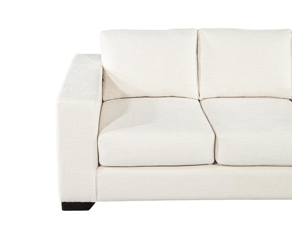 Modernes 3-Sitzer-Sofa aus cremefarbenem, strukturiertem Stoff im Angebot 14