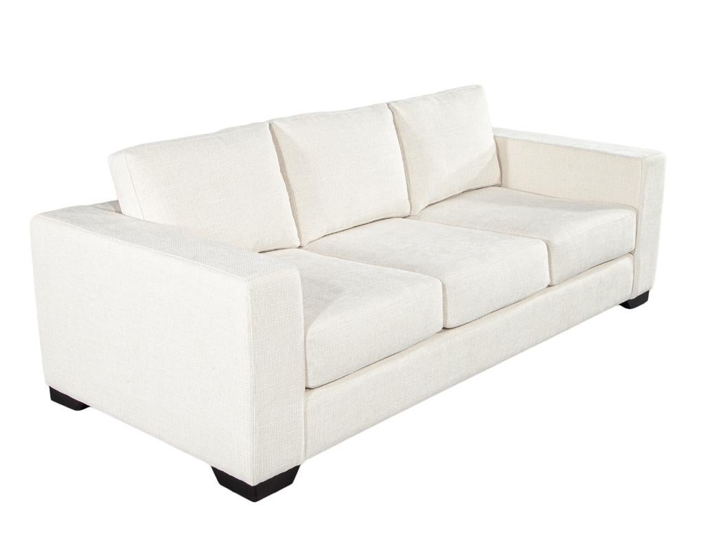 Modernes 3-Sitzer-Sofa aus cremefarbenem, strukturiertem Stoff im Angebot 1