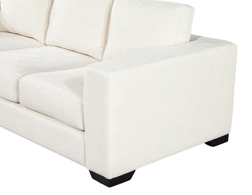 Modernes 3-Sitzer-Sofa aus cremefarbenem, strukturiertem Stoff im Angebot 3