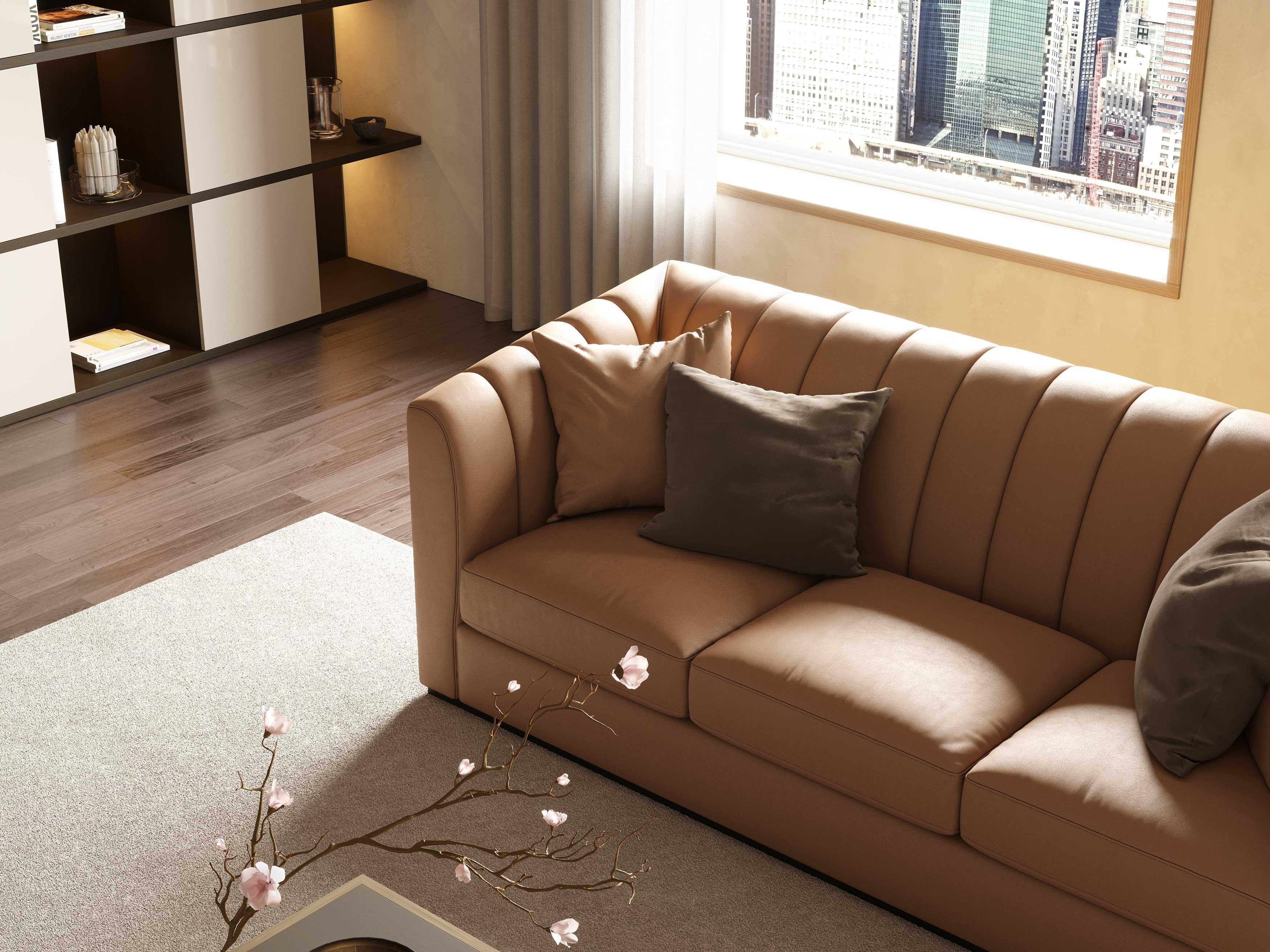 Modernes Club-Sofa mit 3 Sitzen aus Holz und Leder, handgefertigt von Stylish Club (21. Jahrhundert und zeitgenössisch) im Angebot