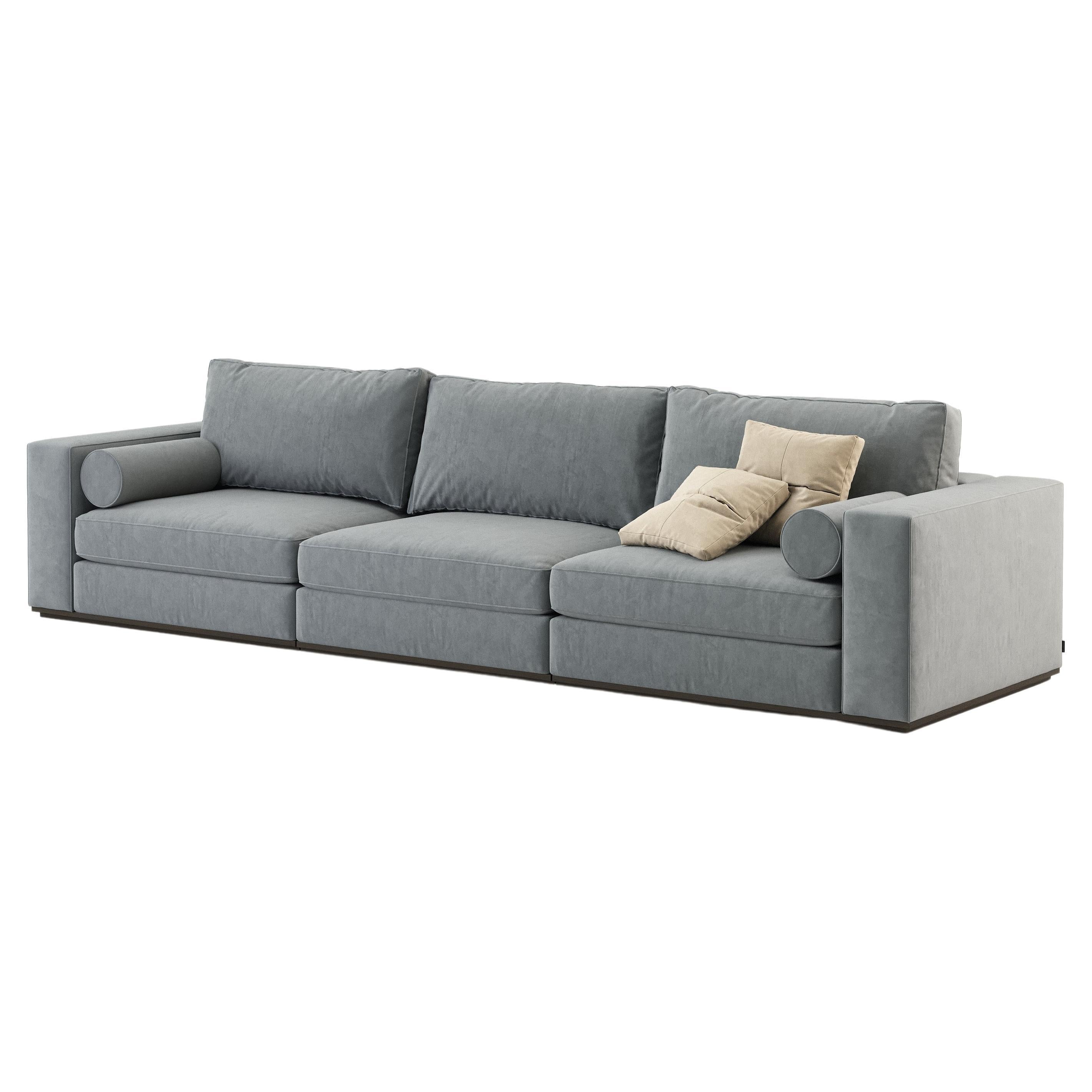 Modernes Fortune-Sofa mit 3 Sitzen aus Holz und Textilien, handgefertigt von Stylish Club