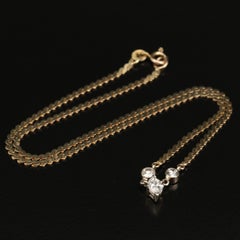 Modern 3 Stone Marquise Cut Diamonds Bridal Gold Necklace 18K Gold