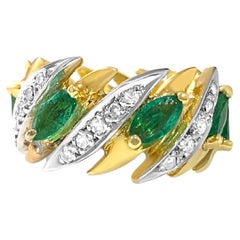 Anello moderno con diamante e smeraldo da 3,05 carati in oro 14K