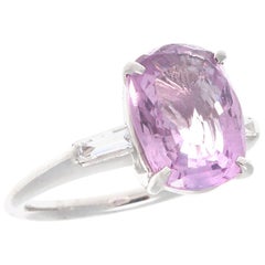 Modern 3.20 Carat Pink Sapphire Diamond Platinum Ring Modern 3.20 Carat Pink Sapphire Diamond Platinum Ring