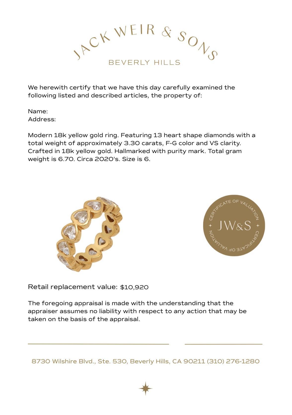 Donna Moderna fascia per l'eternità in oro giallo 18k con diamante dal peso totale di 3,30 carati in vendita