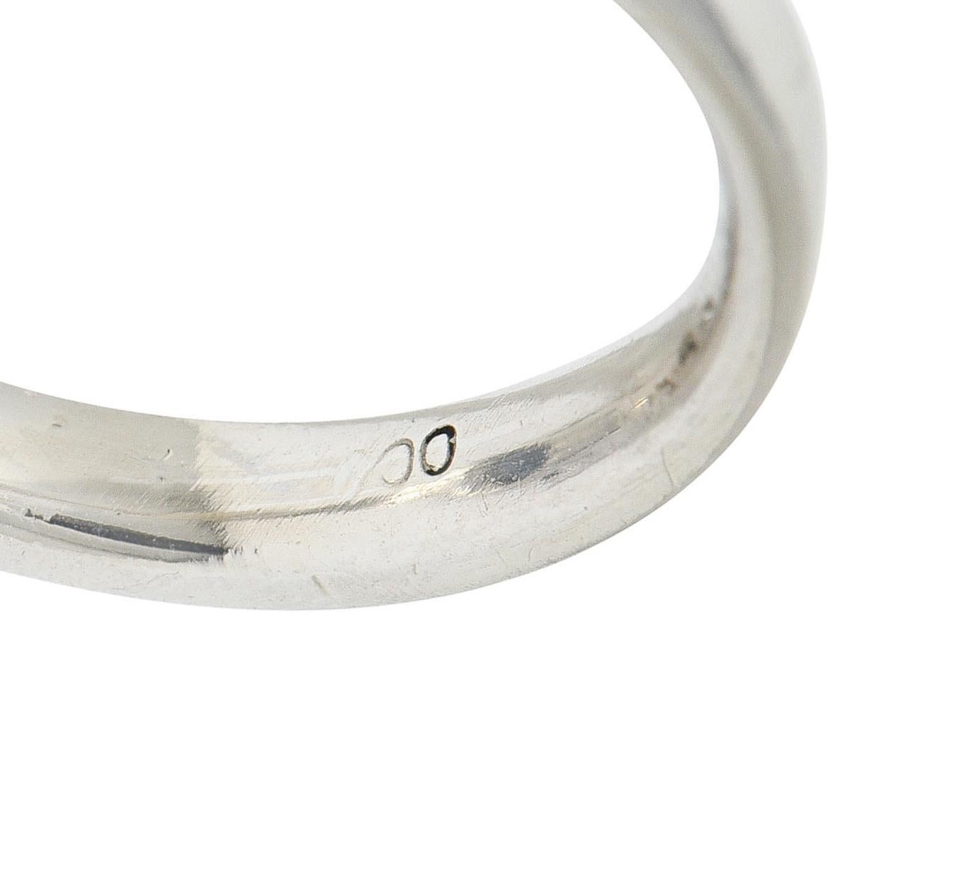 Modern 3.36 Carats Sapphire Diamond Platinum Three Stone Ring For Sale 1