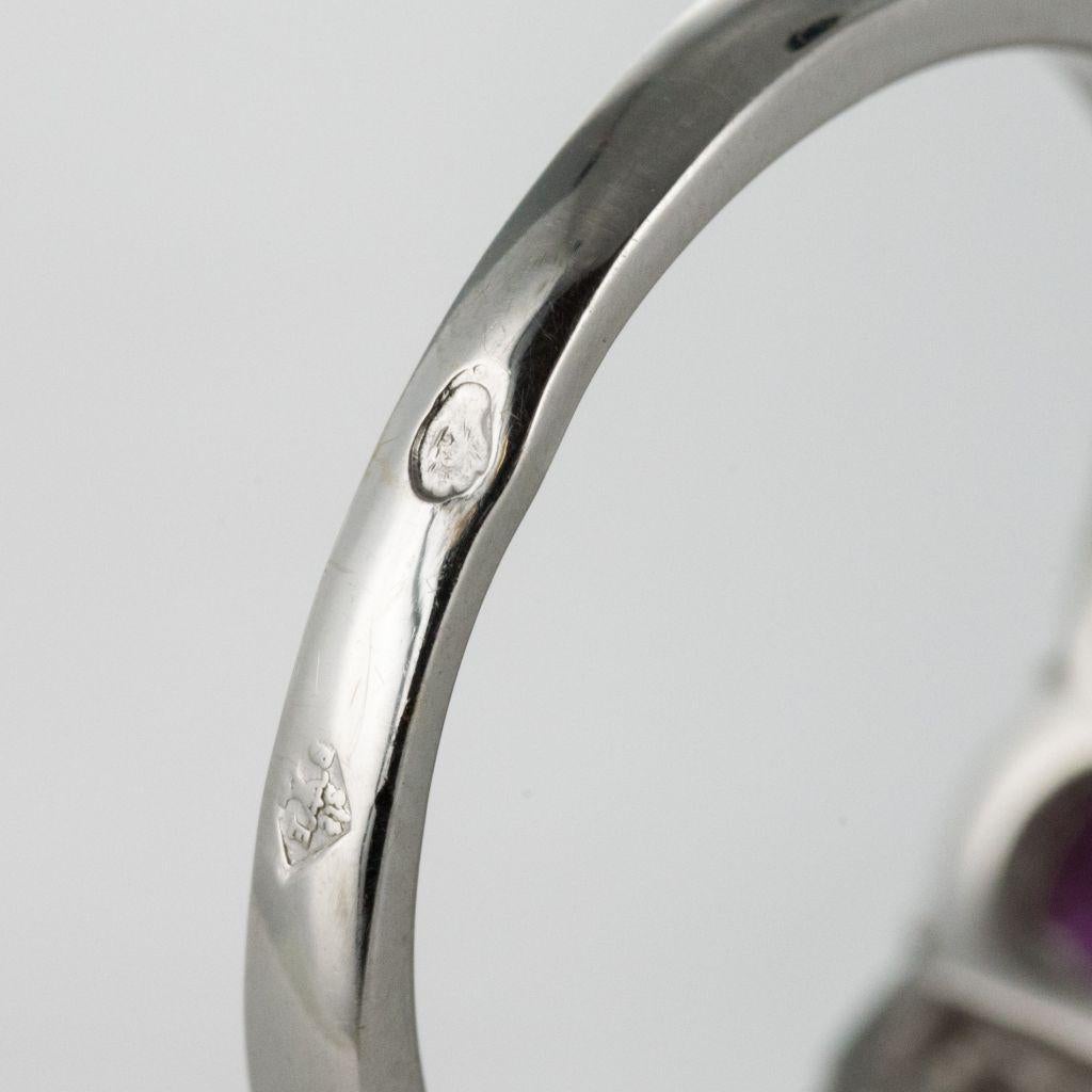 Modern 3.55 Carat Pink Sapphire and Baguette Cut Diamond Ring 12