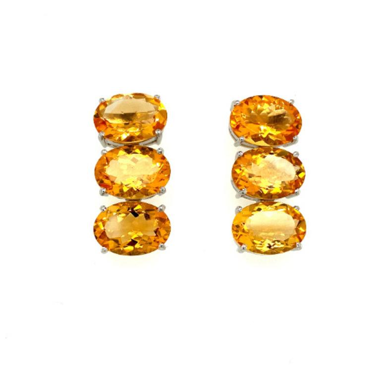 Modern 37.20 Carats Citrine Earrings Crafted in 925 Sterling Silver Gift for Her In New Condition For Sale In Houston, TX