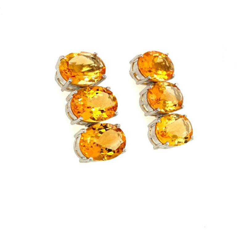 Women's Modern 37.20 Carats Citrine Earrings Crafted in 925 Sterling Silver Gift for Her For Sale
