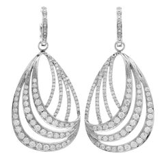 Modern 3.79 Carats Diamond White Gold Day & Night Dangle Earrings