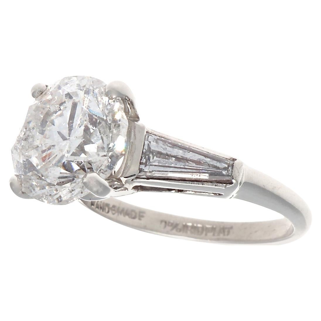 Modern 3 Carat Solitaire Baguette Diamond Platinum Engagement Ring