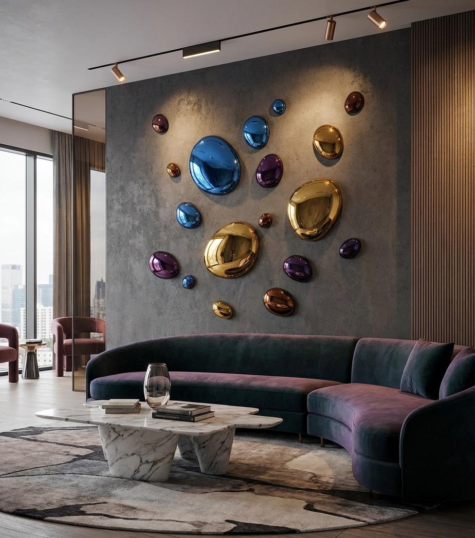 Moderne 3D-Tropfen Wanddekoration Komposition bunt (Handgefertigt) im Angebot