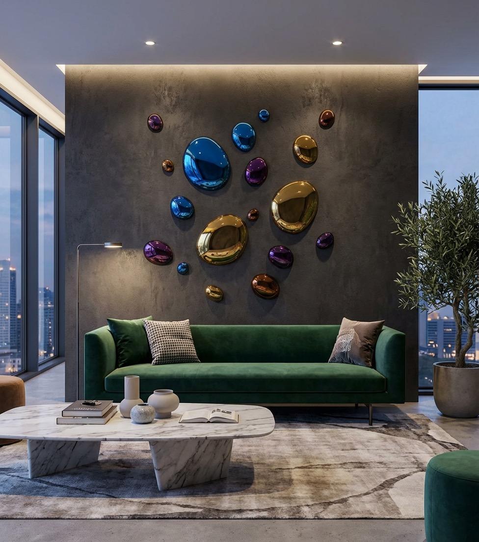 Moderne 3D-Tropfen Wanddekoration Komposition bunt im Angebot 1