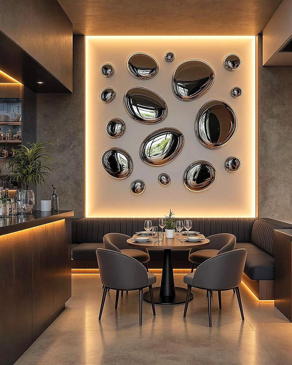 Eleganza con la nostra collezione di 18 voluminose gocce di vetro, progettate per conferire eleganza e profondità alle tue pareti. Ogni goccia ha una forma organica e liscia e una finitura lucida che riflette la luce come un vetro liquido.
Le gocce