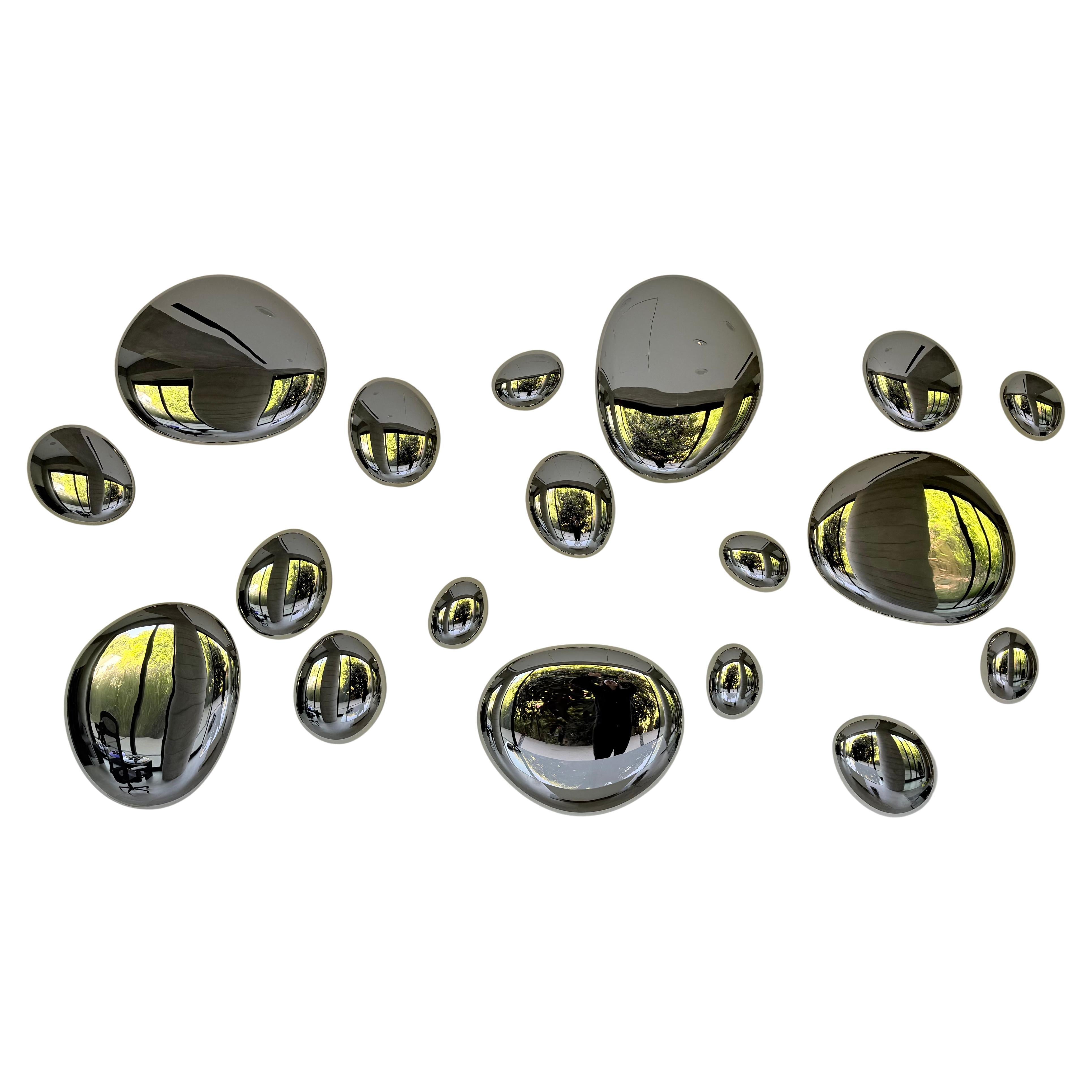 Modern 3D Drops Wall Decor Composizione Sculture Silver