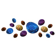 Moderne 3D-Glastropfen Wanddekoration, handgefertigtes Glas & Titan, farbenfroh