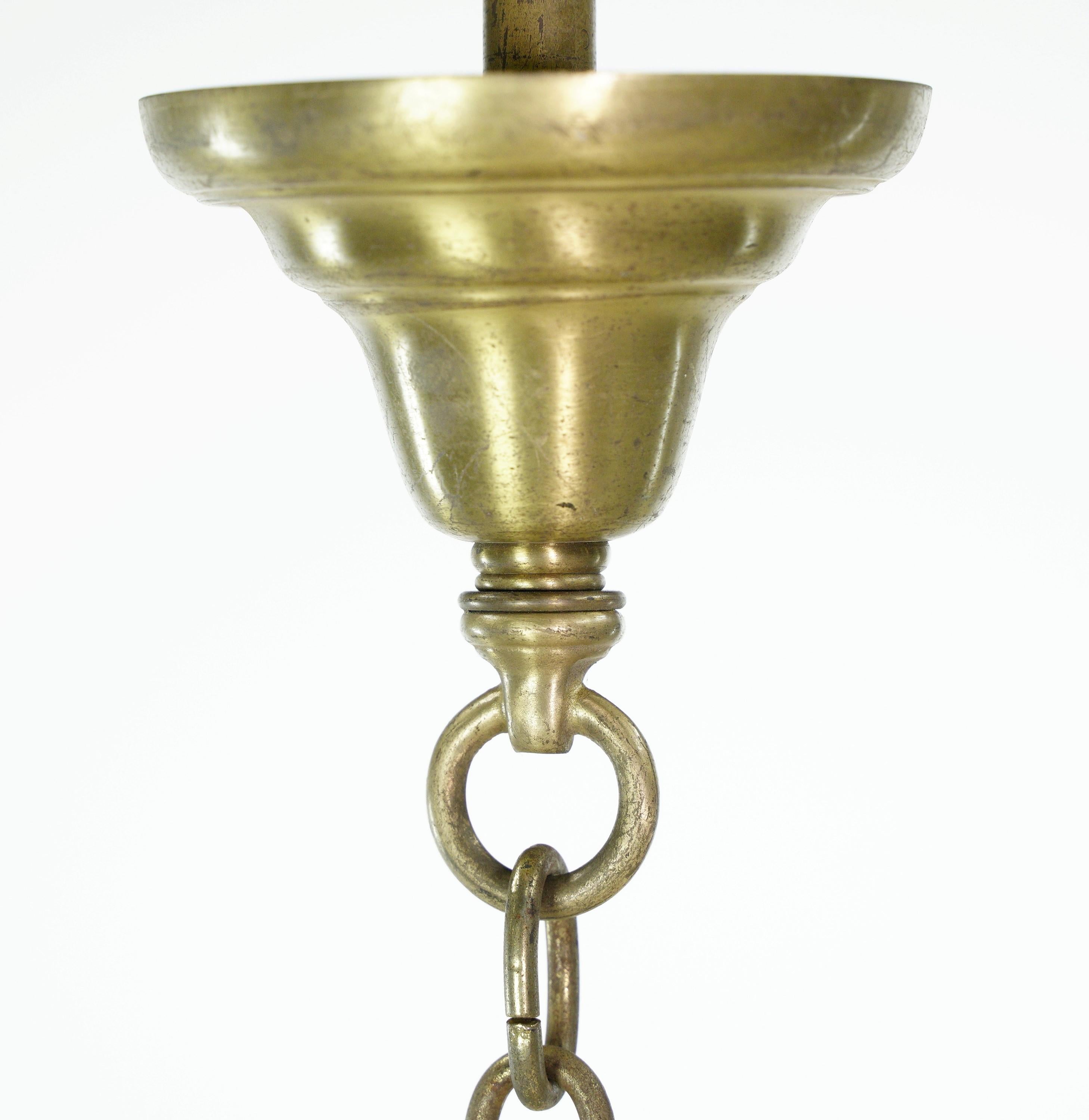 Modern 4 Arm Ruffled Glass Shades Brass Chandelier For Sale 9