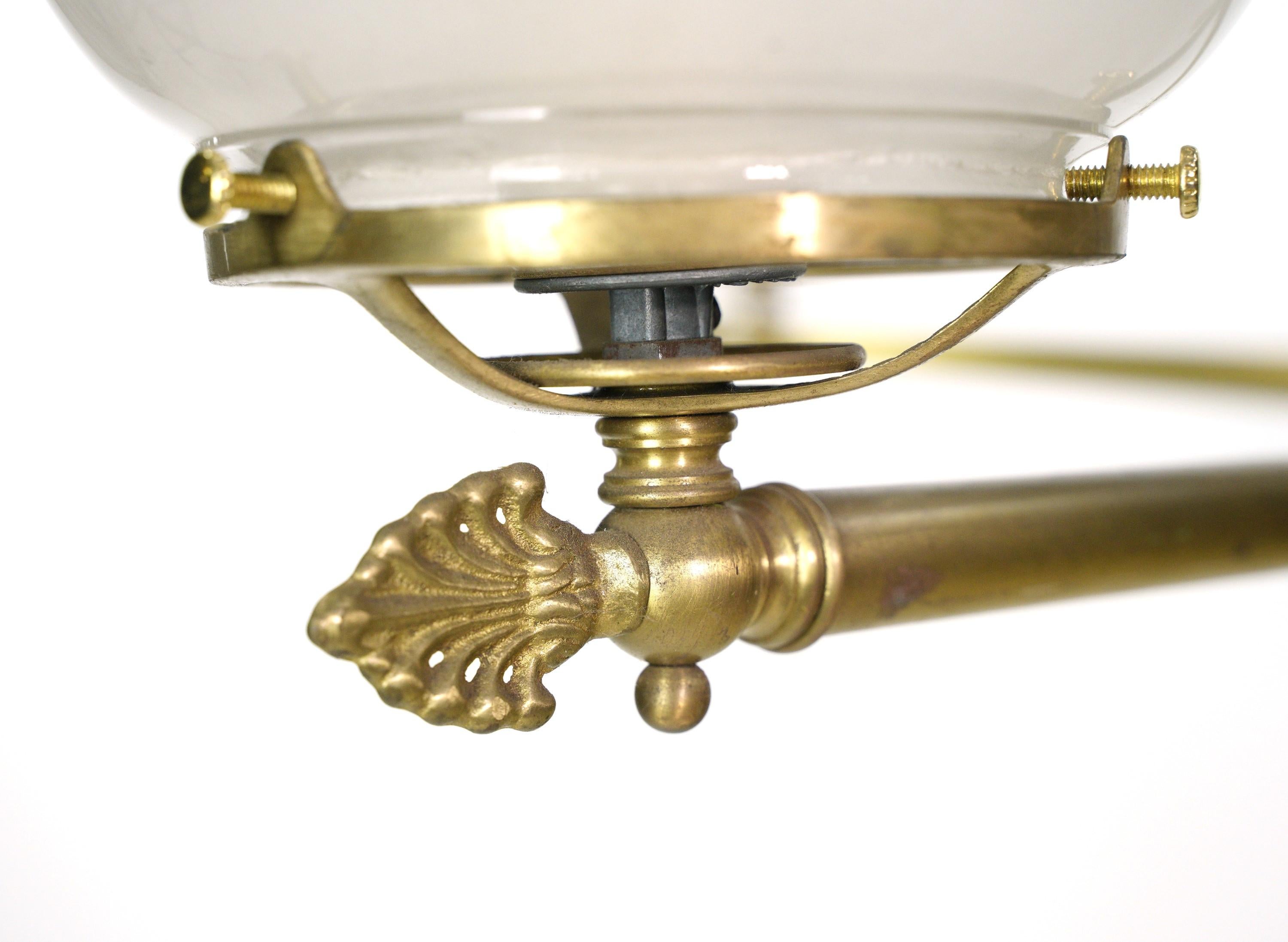 Modern 4 Arm Ruffled Glass Shades Brass Chandelier For Sale 3