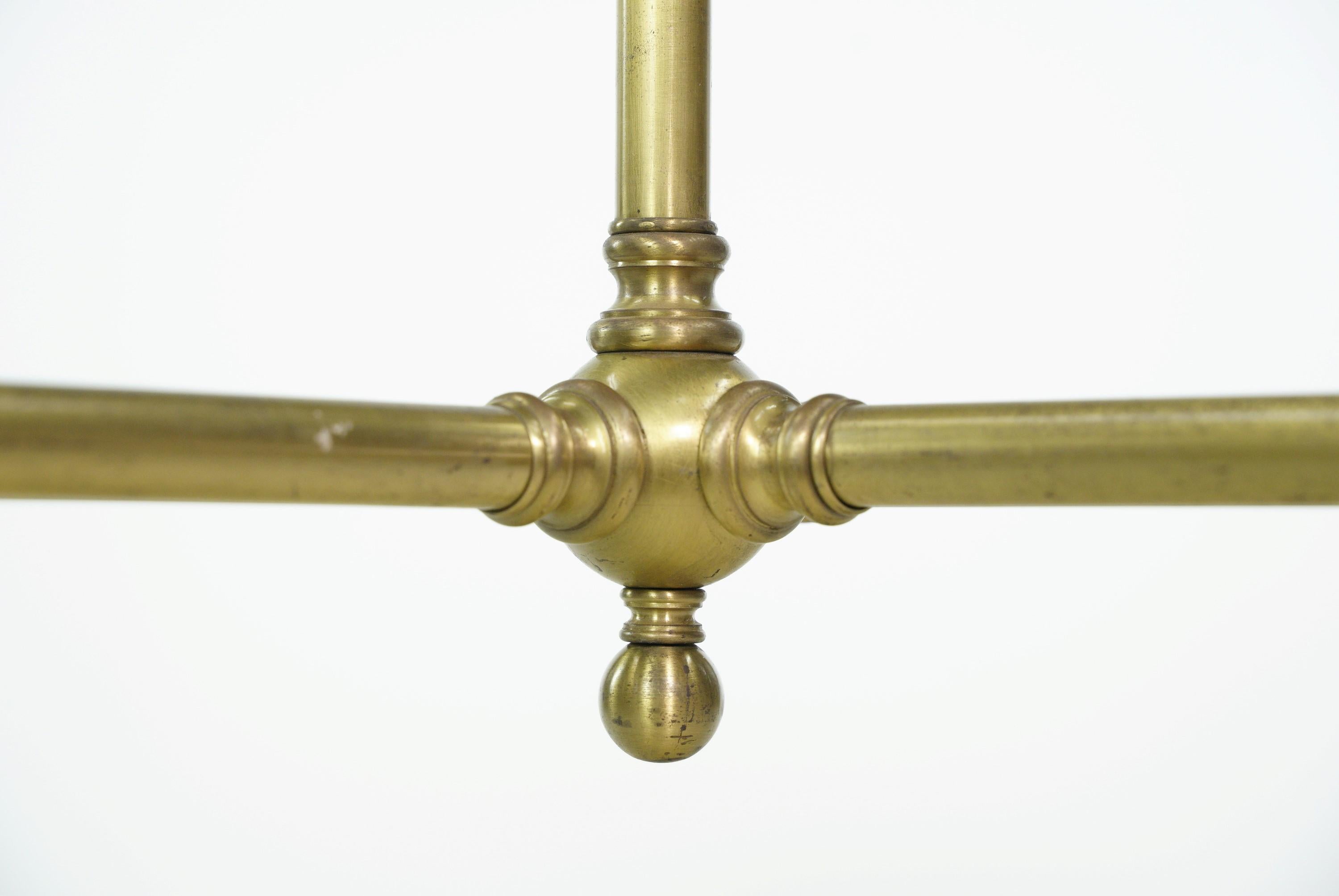 Modern 4 Arm Ruffled Glass Shades Brass Chandelier For Sale 4