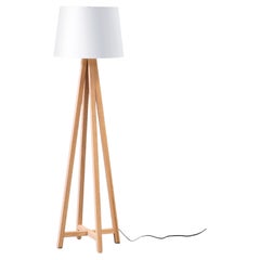 Modern 4-Legged Floor Lamp in White Oak with Conical Shade